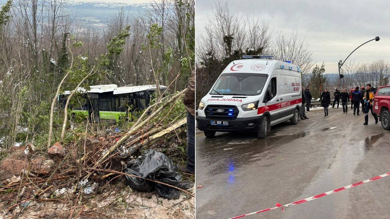 Belediye otobüsü şarampole yuvarlandı