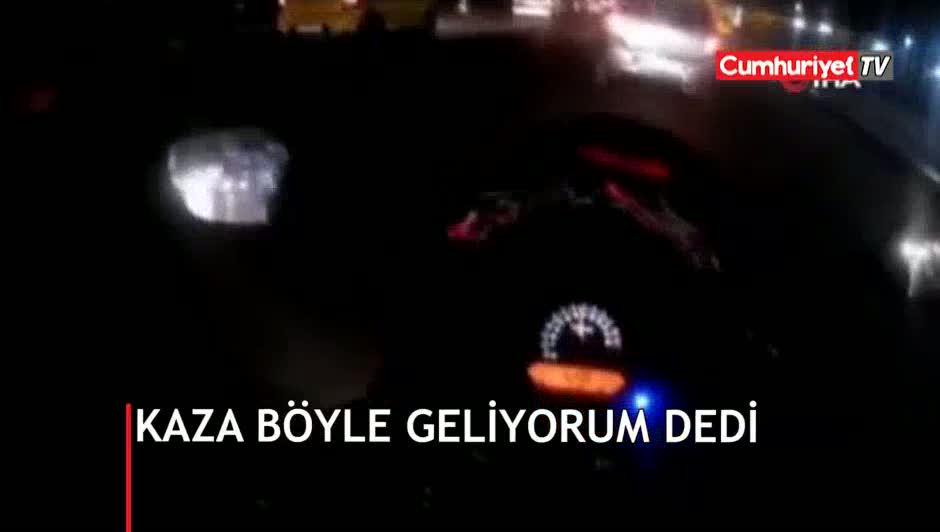 Motorcunun yaşadığı kaza dehşeti kask kamerasında
