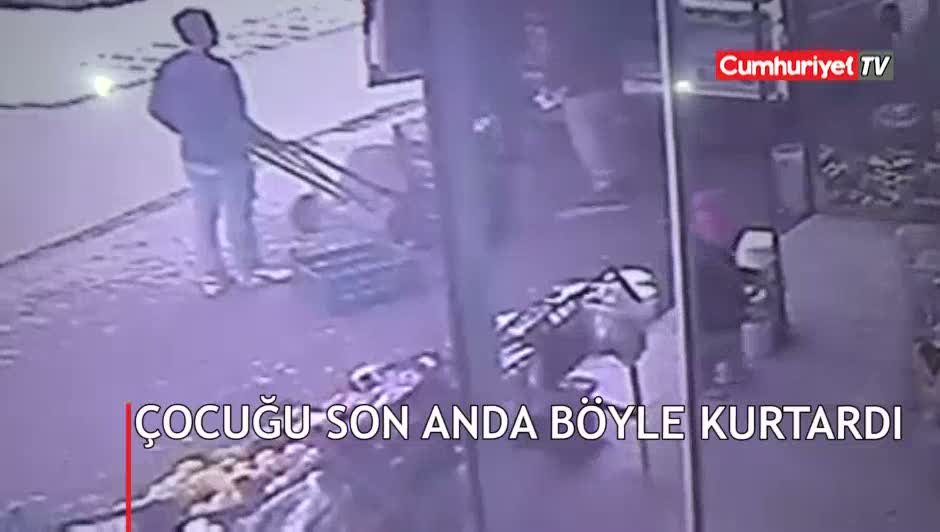 Çocuğu otomobilin altında kalmaktan son anda kurtardı