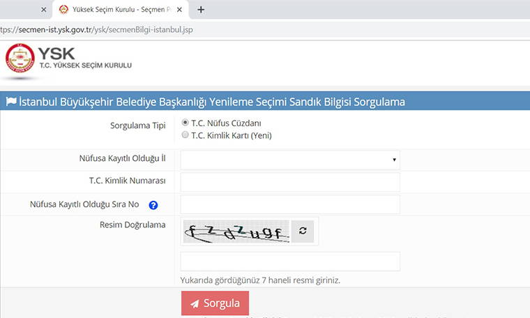 Seçmen sorgulama ekranı faaliyete geçti