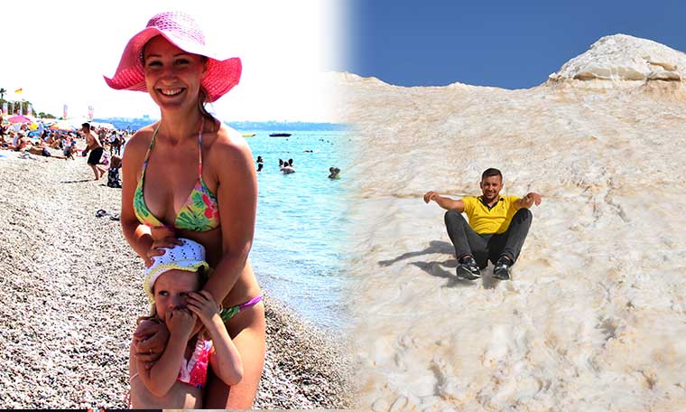 Antalya'da iki ayrı manzara: Bir tarafta deniz ve güneş bir tarafta kar