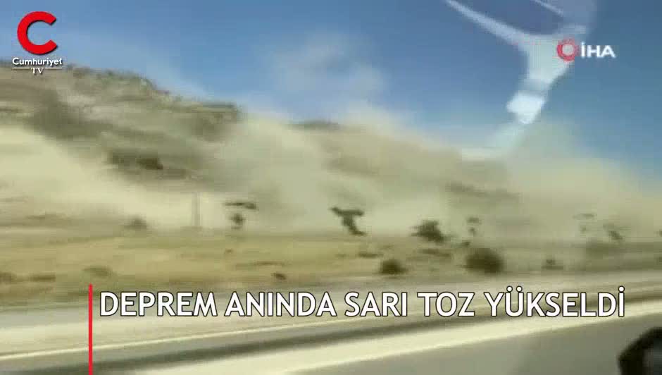 Deprem anında sarı toz bulutu böyle yükseldi