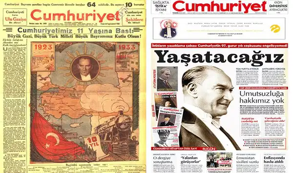 10. yıldan 97. yılına|Cumhuriyet manşetlerinde Cumhuriyet Bayramı coşkusu