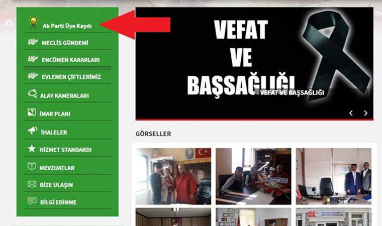 Belediyenin sitesinden AKP üyeliği!