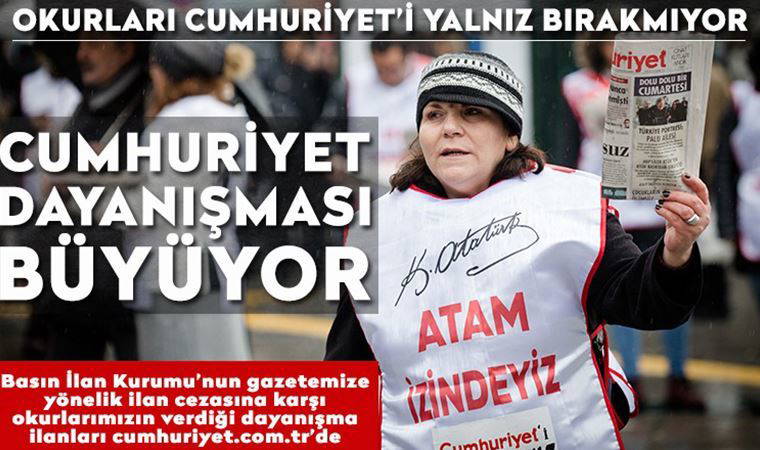 Cumhuriyet Gazetesi dayanışması büyüyor. 13 Aralık 2020 tarihli okur dayanışması ilanları