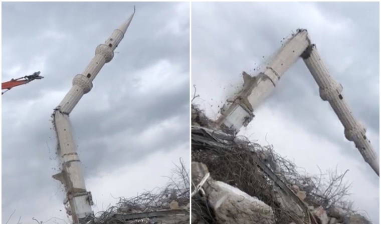 Caminin minaresi böyle devrildi