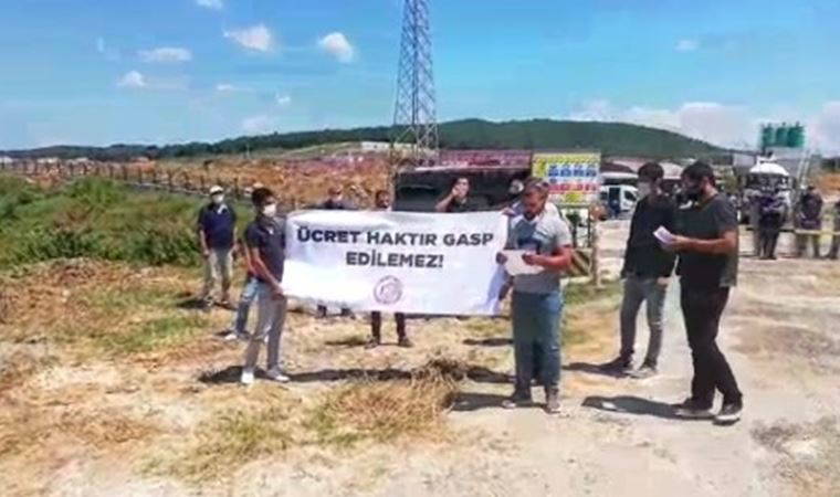 Aylardır ücretleri ödenmeyen inşaat işçilerinden basın açıklaması