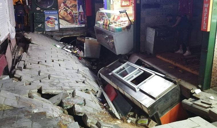 Ortaköy'de kumpircilerin olduğu sokakta çökme: 1 yaralı