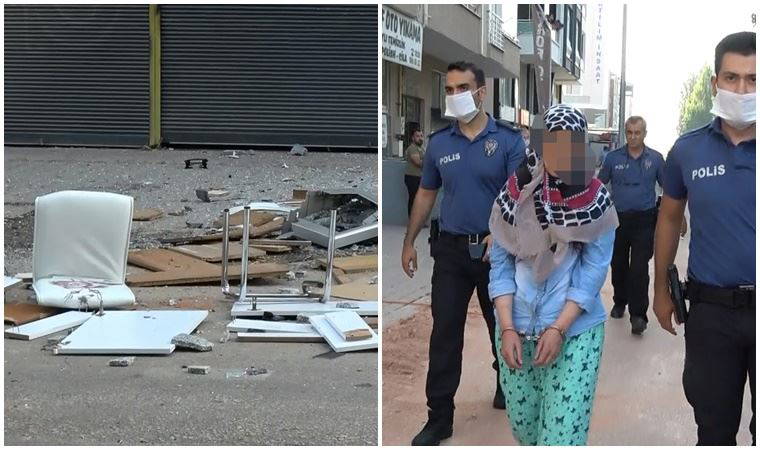 Bursa'da evindeki eşyayı balkondan atan kadın gözaltına alındı