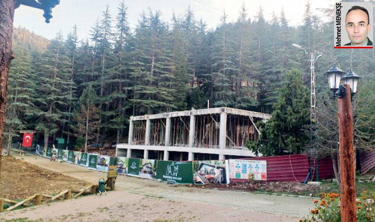 Başkonuş Yaylası’nda yapımına başlanan bina, yöre halkının tepkisini çekiyor