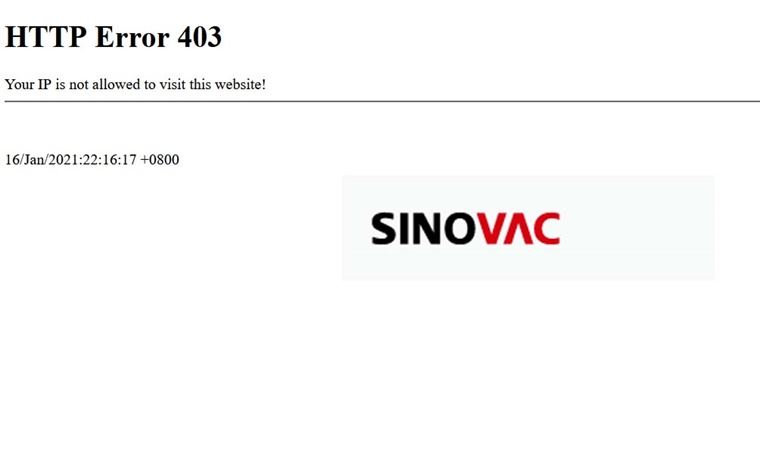 Aşılamanın başlamasının ardından Sinovac şirketi, web sitesine Türkiye’den erişimi engelledi!