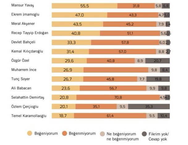 Yurttaş, hangi siyasiyi beğenip beğenmediğini açıkladı!