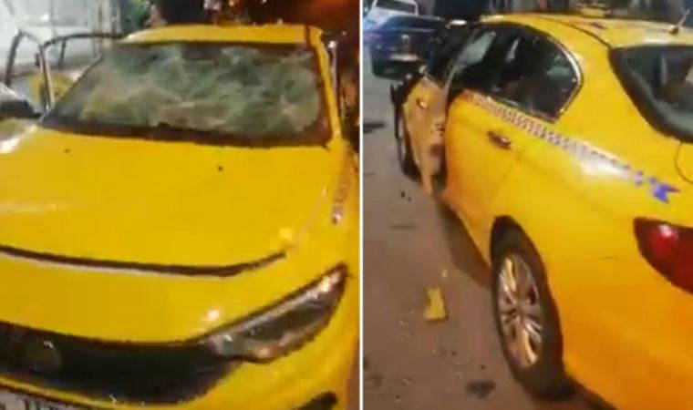 Sopayla taksiyi parçaladı