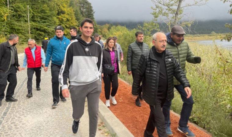 CHP lideri Kılıçdaroğlu Abant Gölü'nde yürüyüş yaptı, gazetecilere konuştu