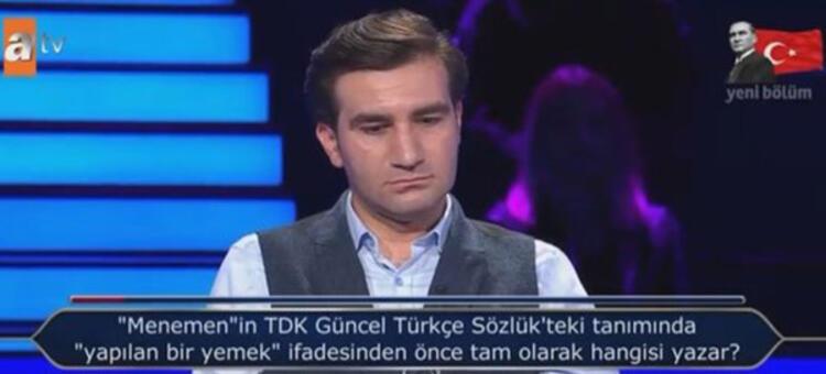 'Kim Milyoner Olmak İster' yarışmasında tartışma yaratan menemen sorusu