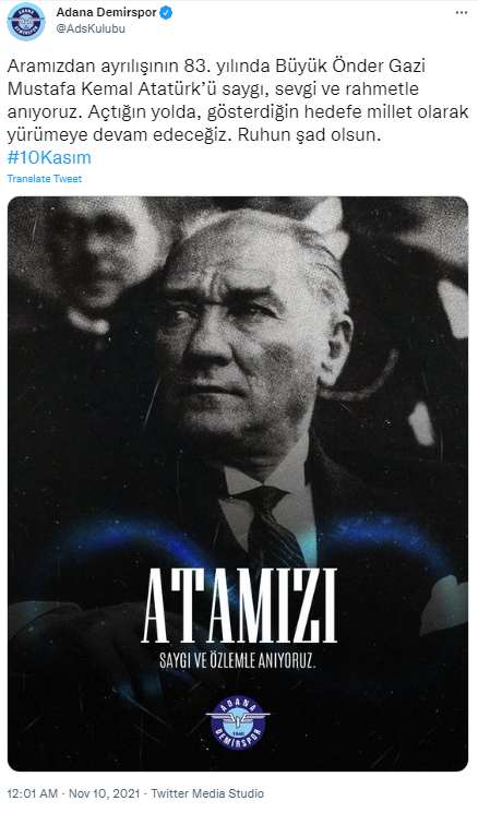 Futbol kulüplerinden 10 Kasım paylaşımları