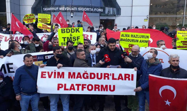 'Evim' mağdurları TMSF önünde eylem yaptı
