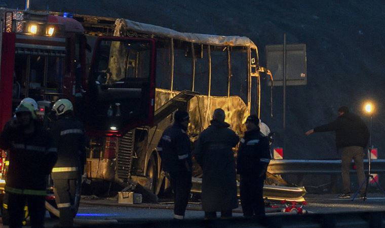 Bulgaristan'a giderken yanan otobüsün görüntüleri ortaya çıktı