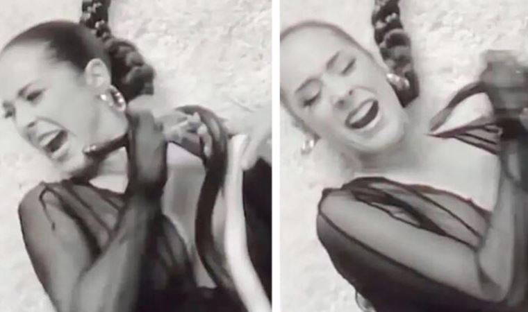 Ünlü şarkıcıyı klip çekiminde yılan soktu: O anları sosyal medyadan paylaştı