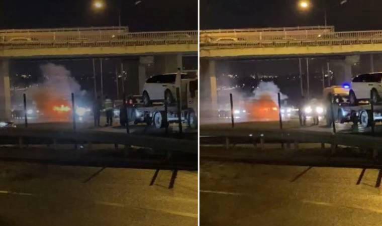 Zincirlikuyu'da araç alev aldı