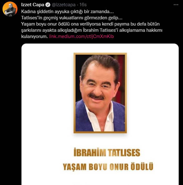 İbrahim Tatlıses'e 'Yaşam Boyu Onur Ödülü' verilmesine tepki yağdı