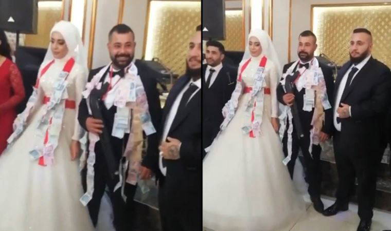 Düğünde damada pompalı tüfek taktılar