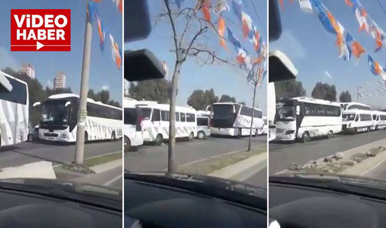 CHP'li Sertel videosunu paylaştı: Yüzlerce otobüs, çevre il ve ilçelerden AKP İzmir Kongresi'ne insan taşıdı