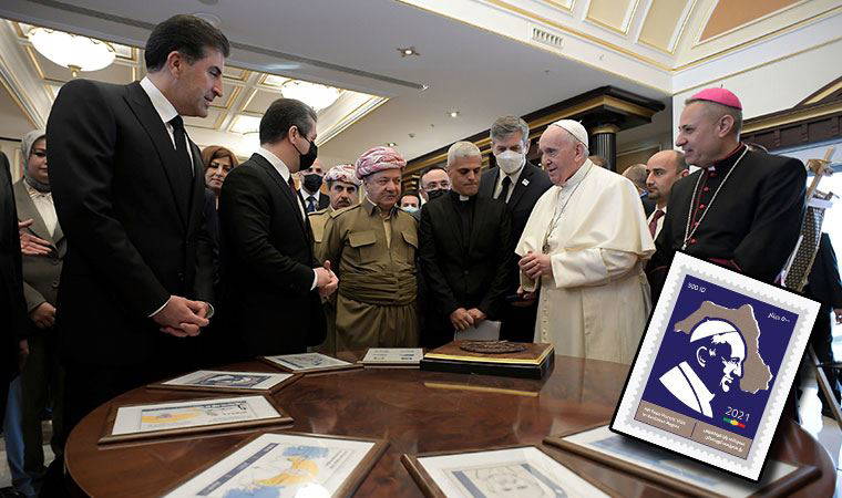 IKBY’den Papa için ‘Sözde Kürdistan’ haritalı pul