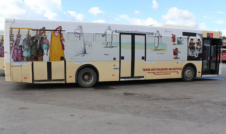 İzmir'de toplu ulaşım araçlarında cinsiyet eşitliği mesajları