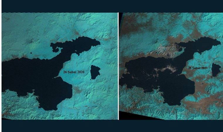 Van'daki kuraklık tehlikesi uydu görüntülerinde; inci kefalleri de etkilenecek