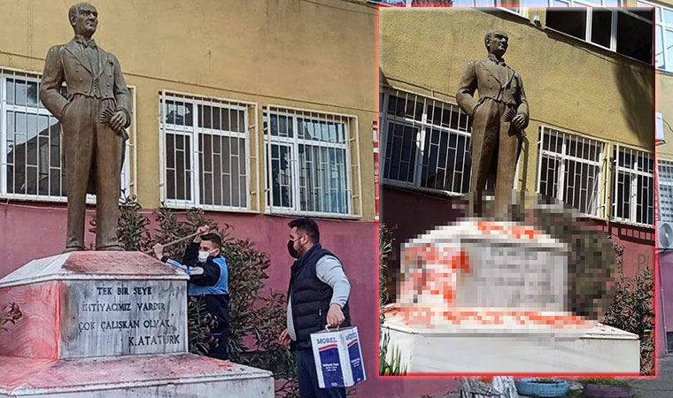 Tekirdağ'da Atatürk heykeline çirkin saldırı