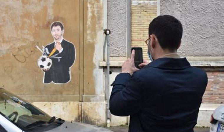 Avrupa Süper Ligi'nin kurucularından Agnelli'ye tepki olarak duvar resmi çizildi