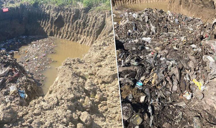 AKP'li belediye, çöpleri ilçe girişinde kazdığı çukurlara döktü