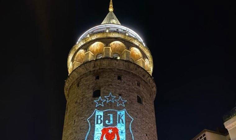 Galata Kulesi’ne Beşiktaş arması yansıtıldı