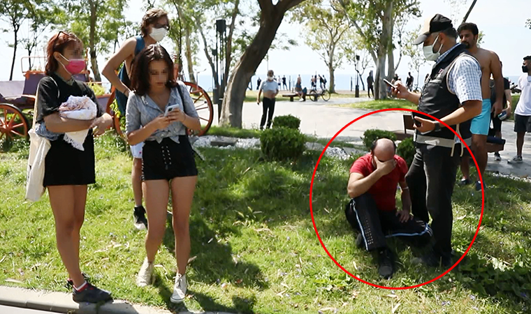 Sahilde kabindeki genç kızları görüntülerken yakalandı