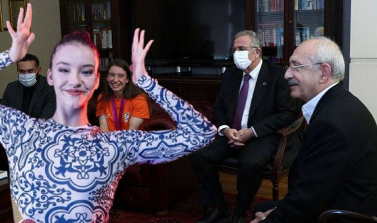 Dünya şampiyonu jimnastikçi Ayşe Begüm Onbaşı Kılıçdaroğlu'nu ziyaret etti