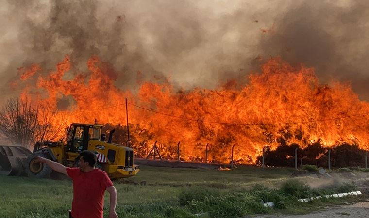 Biyokütle enerji tesisindeki yangın: 30 bin ton hammadde küle döndü