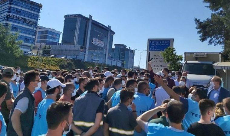 AYEDAŞ işçileri düşük zam dayatmasına karşı EnerjiSa önünde eylem başlattı