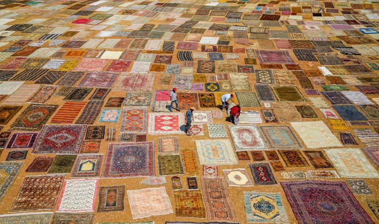 Binlerce halı, 100 dönümlük 'halı tarlası'nda geri dönüştürülüyor