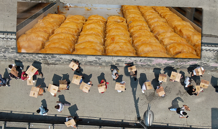 Ucuz baklava kuyruğu havadan görüntülendi