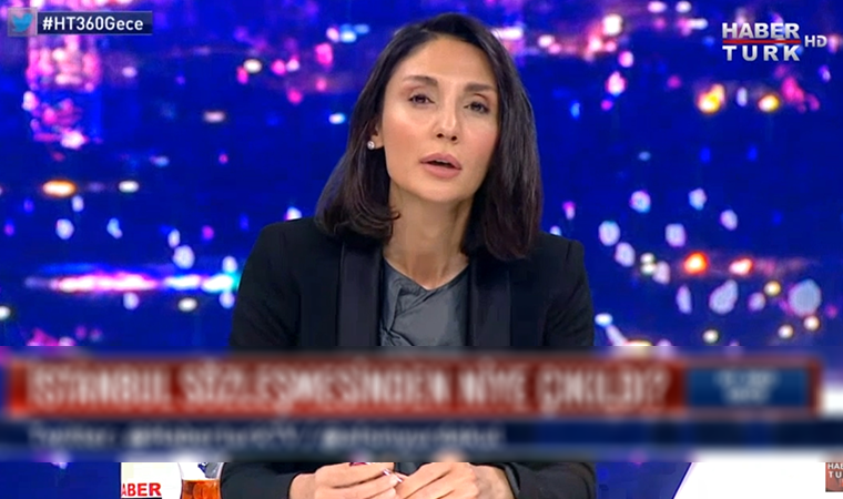 Habertürk sunucusundan canlı yayında İstanbul Sözleşmesi çıkışı