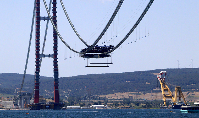 1915 Çanakkale Köprüsü'nde ilk mega tabliye blok montajı yapıldı
