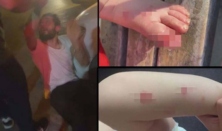 1,5 yaşındaki bebeğine işkence yaptığı iddia edilen babaya meydan dayağı