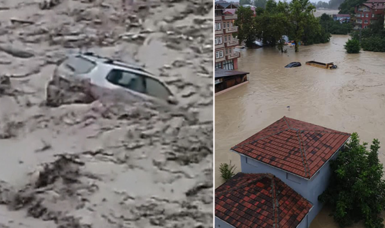 Selden dehşete düşüren görüntüler... Yollar çöktü, direk devrildi, araçlar sel sularında sürüklendi