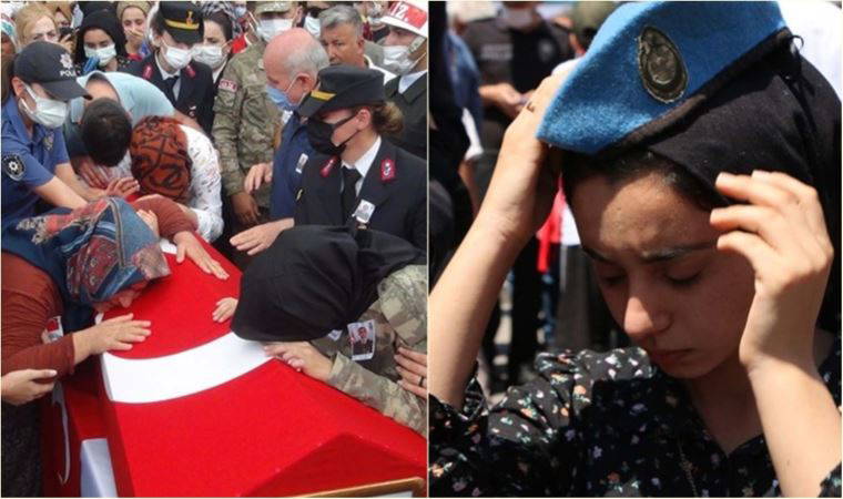 Şehit uzman çavuşu ablası üniforması, nişanlısı beresiyle son yolculuğuna uğurladı