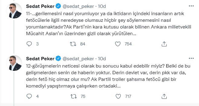 Sedat Peker'in iddiası: AKP ve FETÖ mahrem görüşme yapıyor
