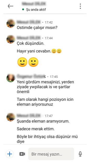 İş ararken gelen taciz mesajlarını ifşa etti