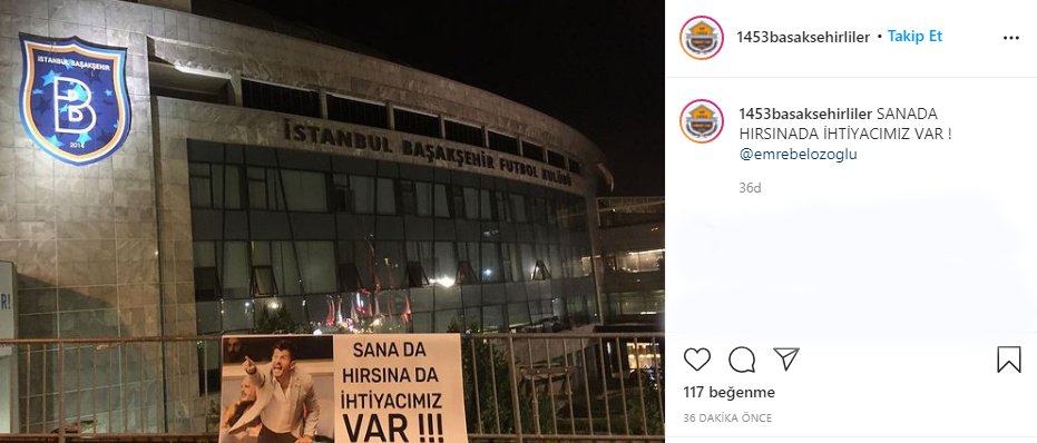 İstanbul Başakşehir taraftarları, stadın önüne Emre Belözoğlu'nun posterini astı