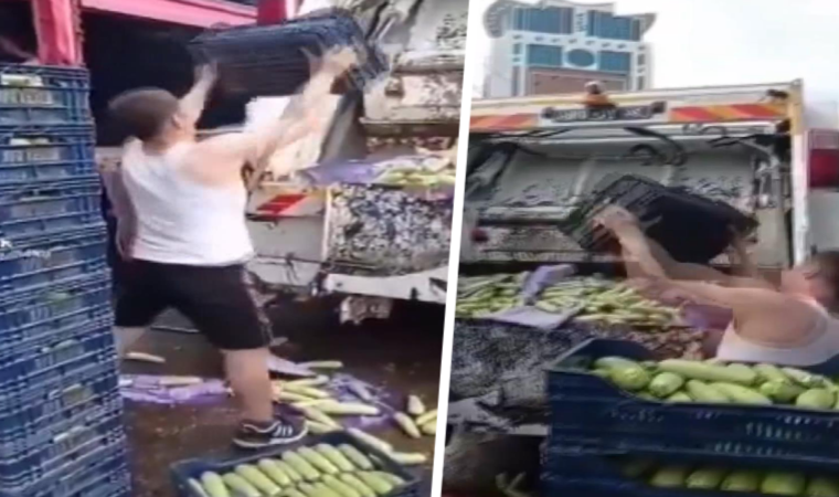 Kasalarca sebzeyi çöpe attı, soruşturma başlatıldı