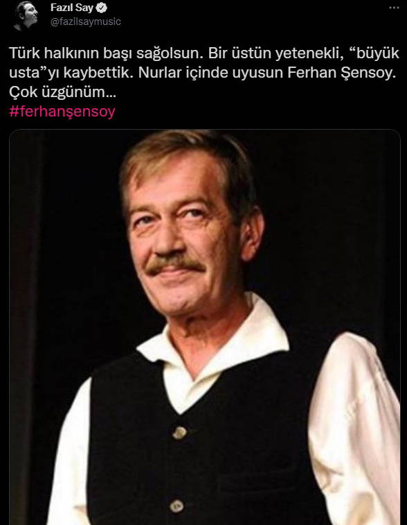 Ünlü isimlerden Ferhan Şensoy'a veda paylaşımları